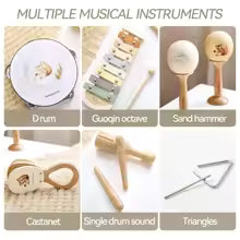 Instrumentos Musicais Montessori – Kit de Madeira para Estímulo Sensorial
