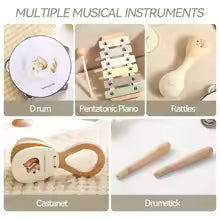 Instrumentos Musicais Montessori – Kit de Madeira para Estímulo Sensorial