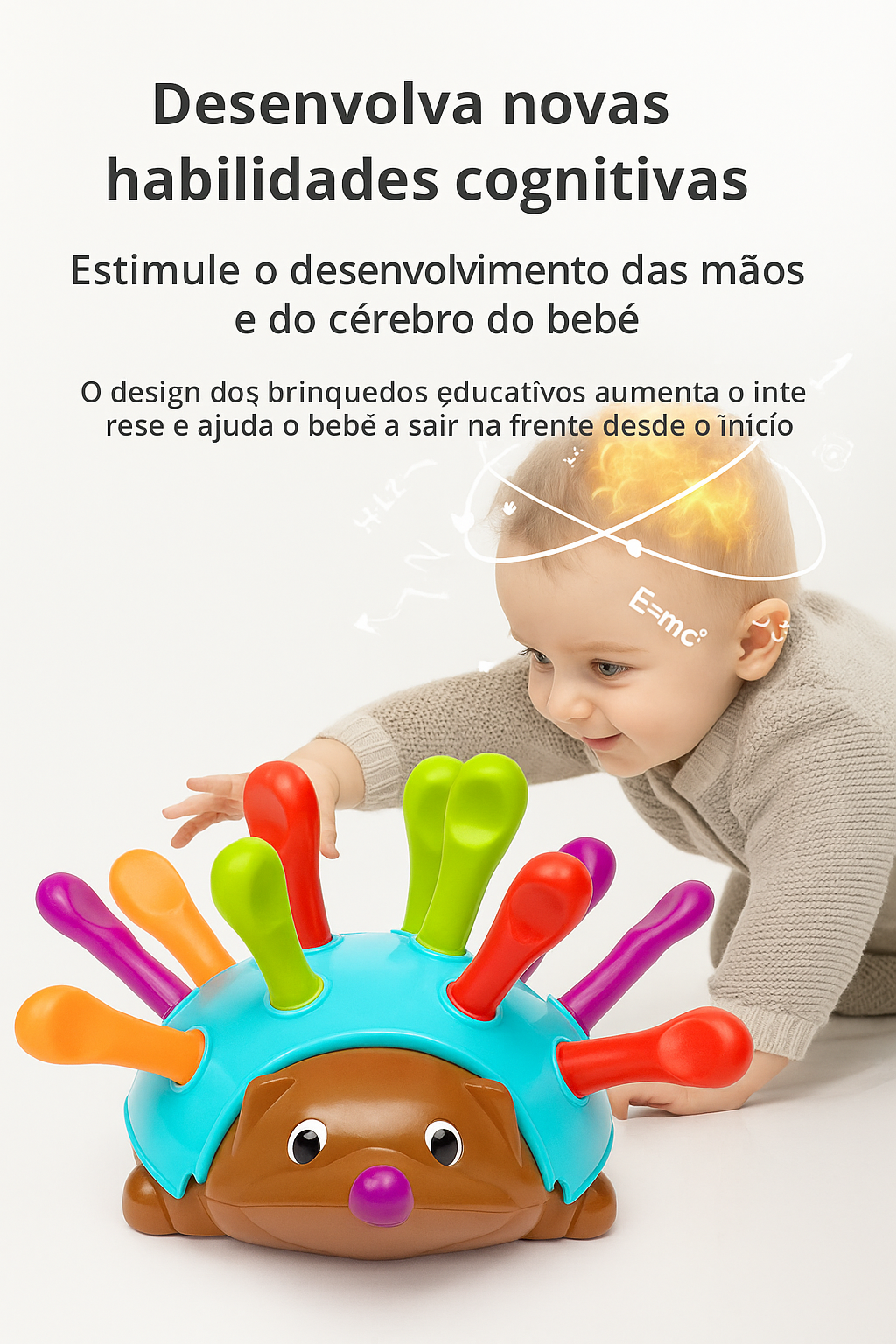 Ouriço de Coordenação Motora Montessori – Brinquedo Educativo Sensorial