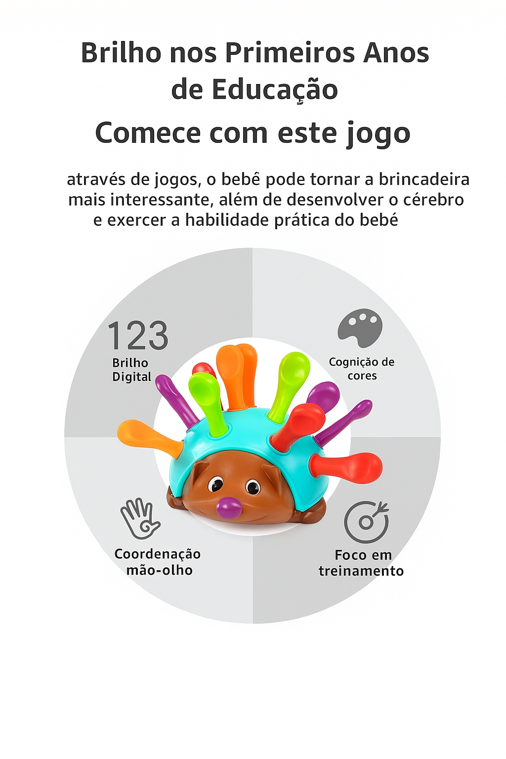 Ouriço de Coordenação Motora Montessori – Brinquedo Educativo Sensorial